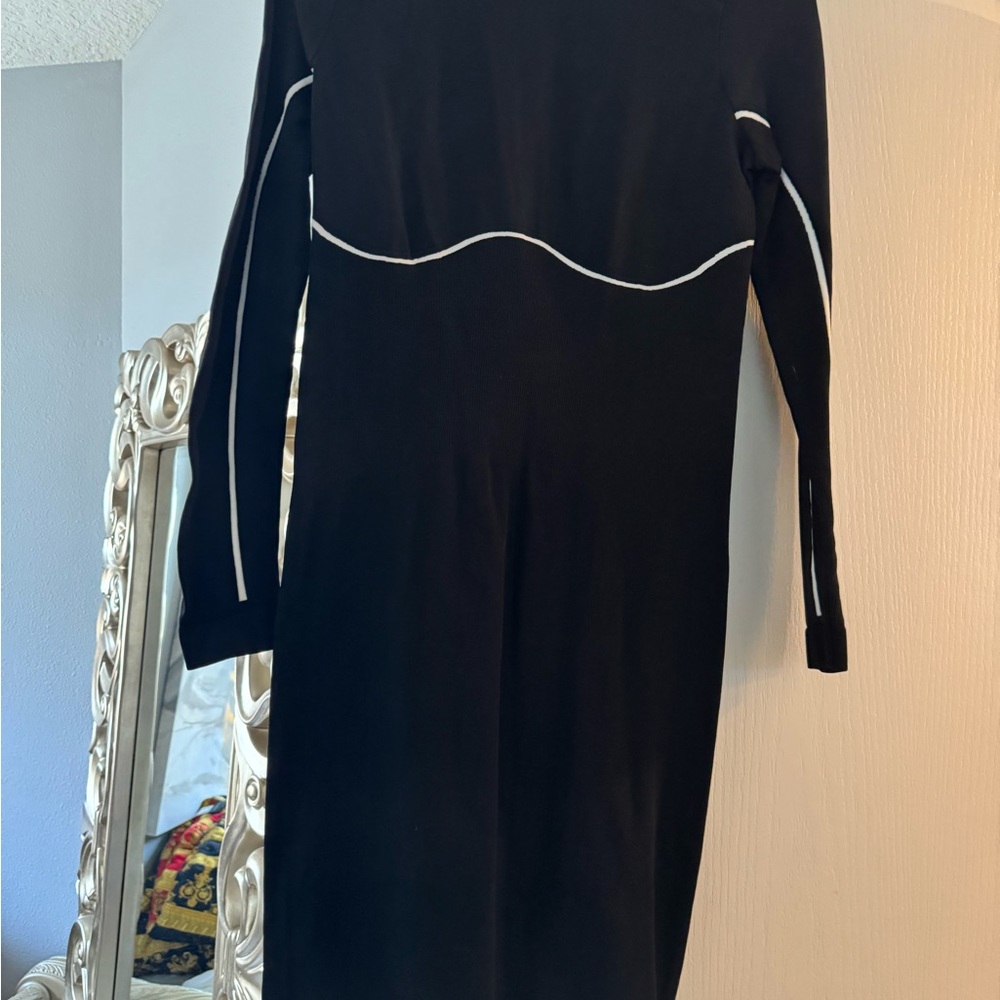 Off-White Black Dress with White Accents